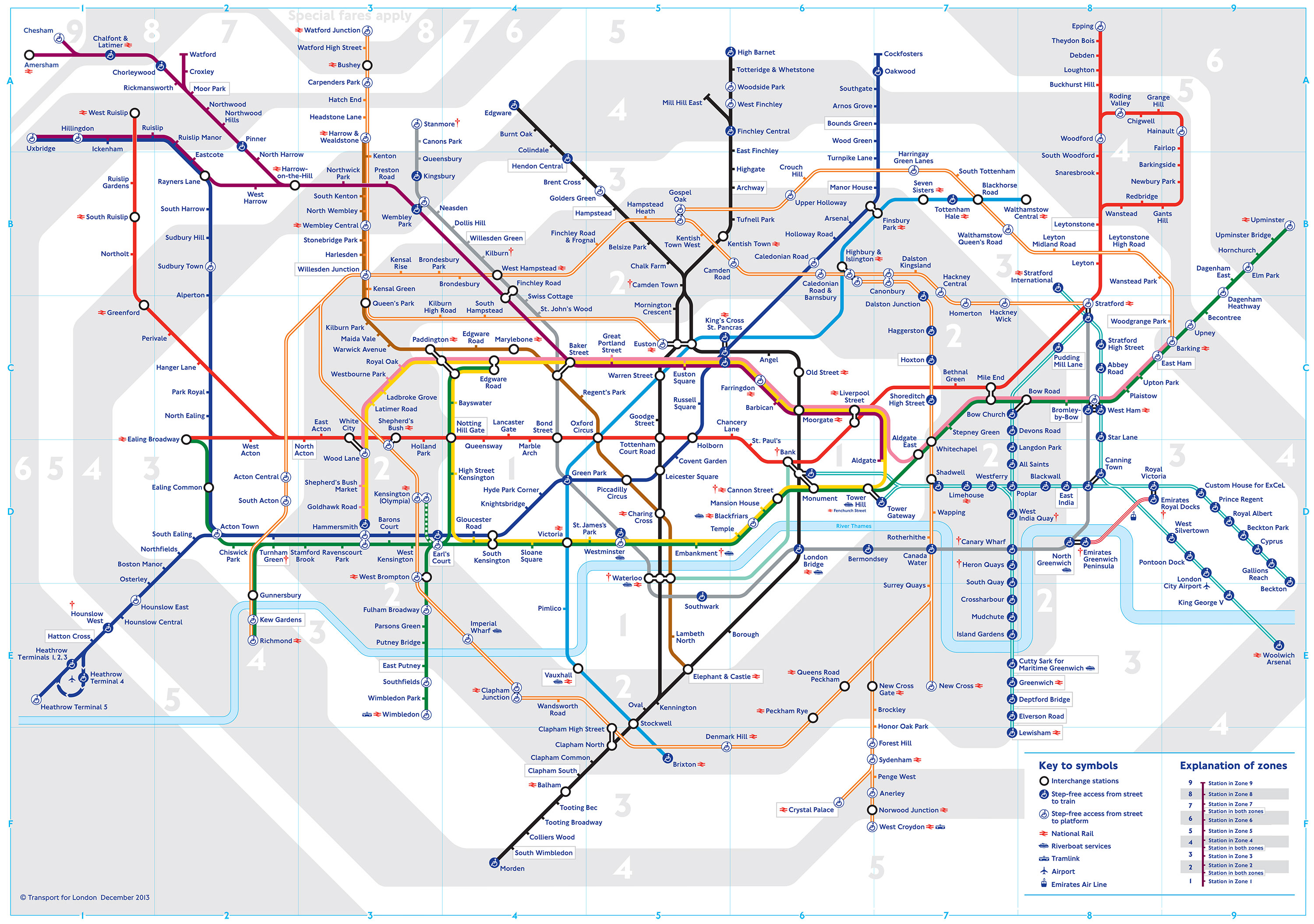 U bahn (tube) netzplan und karte von London : stationen und linien