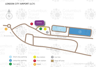 Karte, plan und terminalplan von London City Flughafen (LCY)
