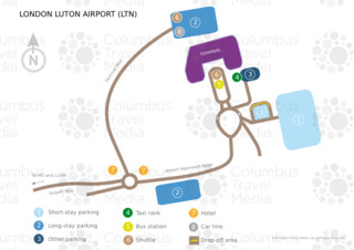 Karte, plan und terminalplan von London Luton Flughafen (LTN)