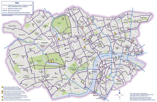 Fahrradkarte die radwege und radrouten von London