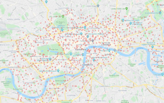 Karte der Bahnhöfe von Santander Cycles London