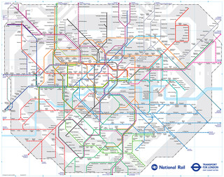 S bahn, regional bahn und vorortbahn netzplan von London